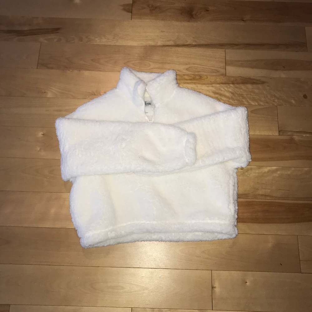 White Fluffy Holister Sweatshirt